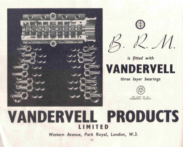 BRM V16 Vandervell ad